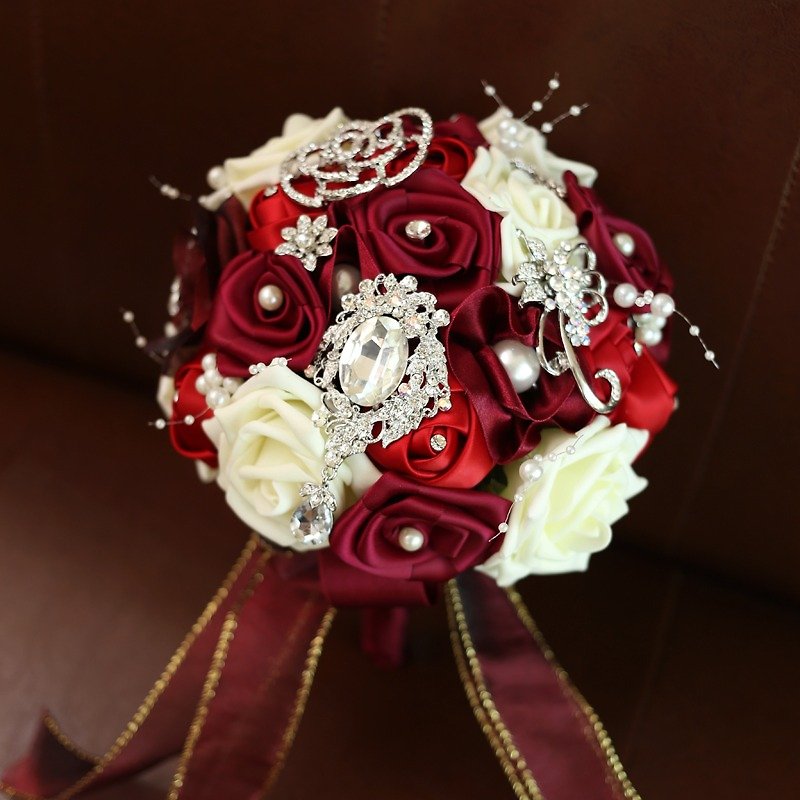 璎珞Manor*JY19*Dark red - red dress / jewellery / guest / wedding gift - ช่อดอกไม้แห้ง - กระดาษ 