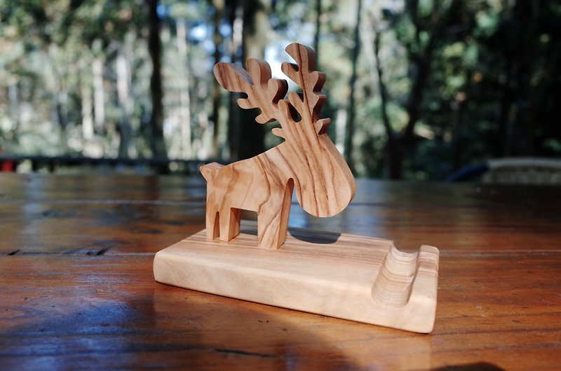 獨家聖誕禮盒-ZenForest義大利橄欖木實木手機架DIY護木油組合 - 木工/竹藝/紙雕 - 木頭 卡其色