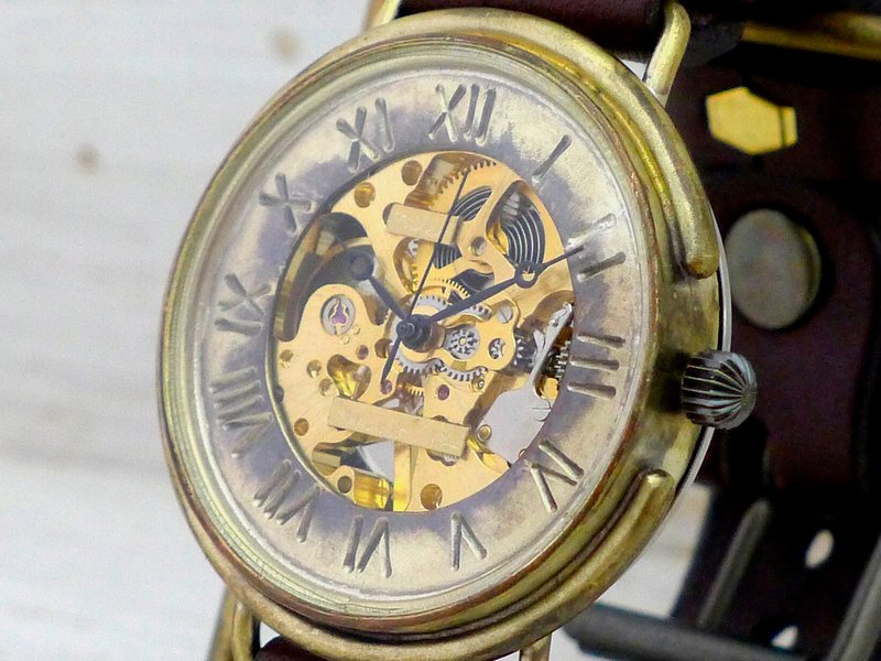 BHW081 ローマ数字 手巻きBrass特大JUMBO42mm 手作り腕時計 (BHW081GD ローマ) - 女錶 - 銅/黃銅 金色