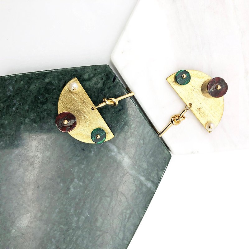 Japanese Style - Natural Stone 14kgf Earrings  【Pearl Earrings】【Christmas Gift】 - Earrings & Clip-ons - Pearl Gold