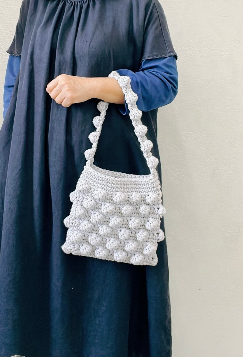 Polygon Bean Cooper Bag - Korean Chunky Cotton Yarn - Elegant Gray - Handbags & Totes - Cotton & Hemp 