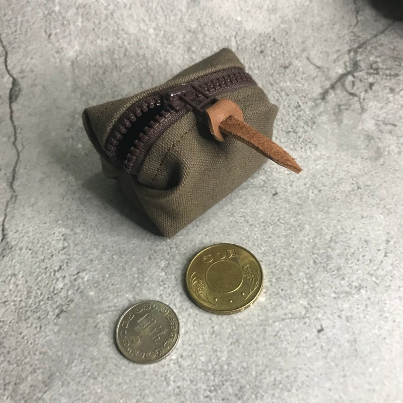 Sienna石洗帆布掌心零錢包 - 零錢包/小錢包 - 棉．麻 咖啡色
