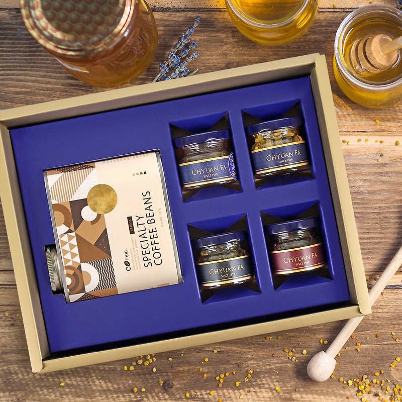 CoFeel Kaifei Kenya AA│Coffee Beans + Quanfa Honey│Coffee Taste Honey Gift Box - Coffee - Other Materials Blue