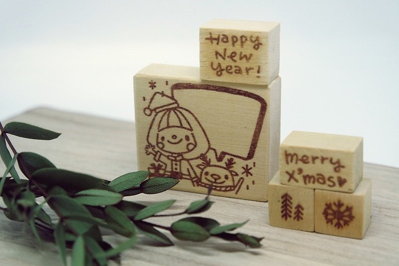 Seal / Merry X'mas Christmas Party Set - Stamps & Stamp Pads - Rubber 