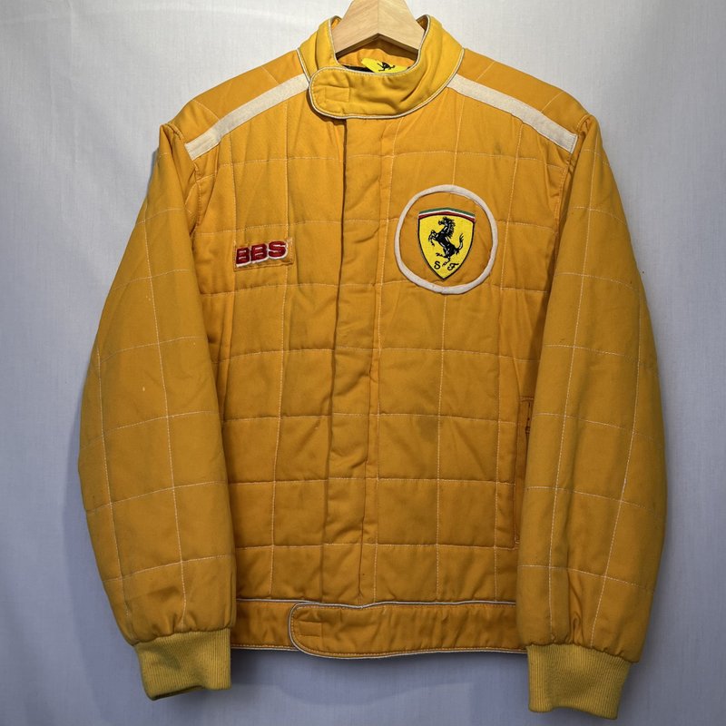 vintage ferrari racing jacket - เสื้อโค้ทผู้ชาย - ผ้าฝ้าย/ผ้าลินิน สีส้ม