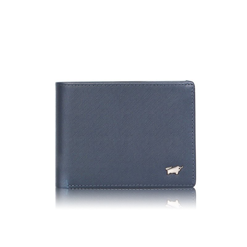 [Free upgrade gift packaging] HOMME-M 6 card men's clip-dark blue/BF306-312-MAR - กระเป๋าสตางค์ - หนังแท้ สีน้ำเงิน