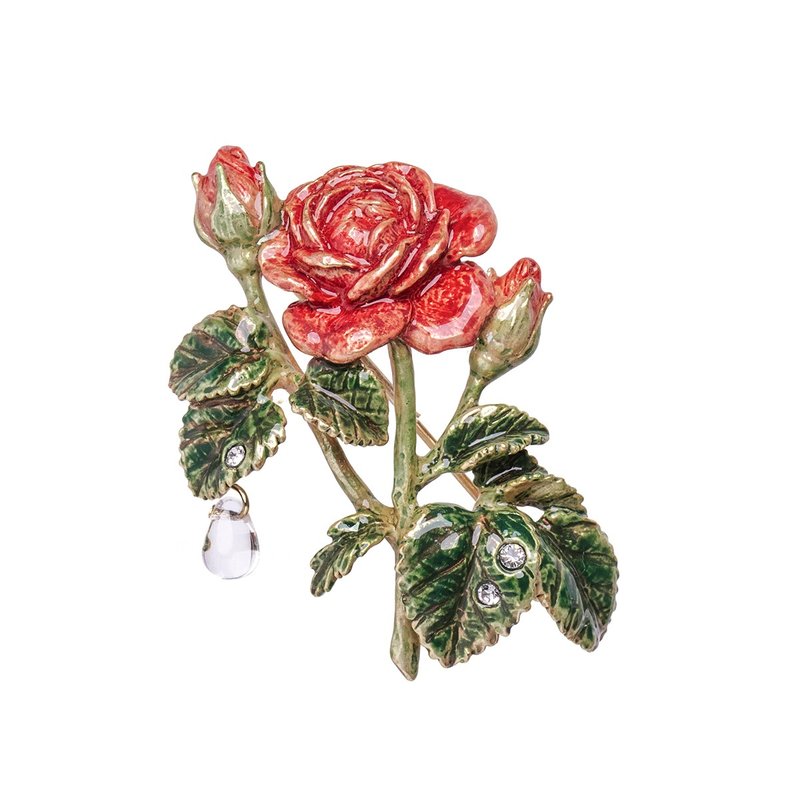 モダンローズブローチ Modern Rose PB161 - 項鍊 - 其他金屬 紅色