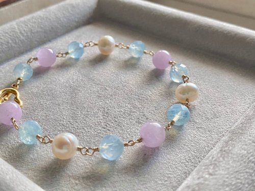 希少✧サンタマリアアクアマリンブレスレット✧14kgf 14kgf アクアマリンのブレスレット⋆˙⟡ ✳️Q′sB✳️14kgf