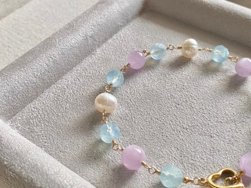 アクアマリン クンツァイト 淡水パール || 14KGFフィルド