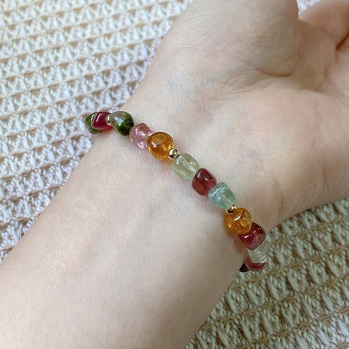 ニアンクイ色トルマリン鉱石デザインブレスレット14kgf - ショップ