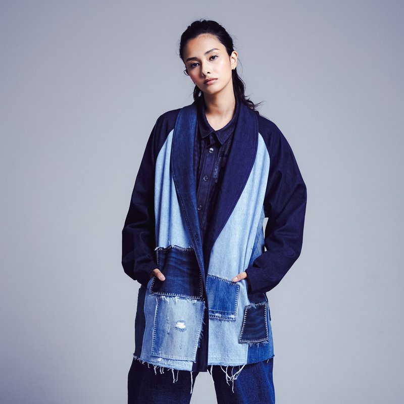 【Story Wear】絲瓜領中長版外套 - 女大衣/外套 - 棉．麻 
