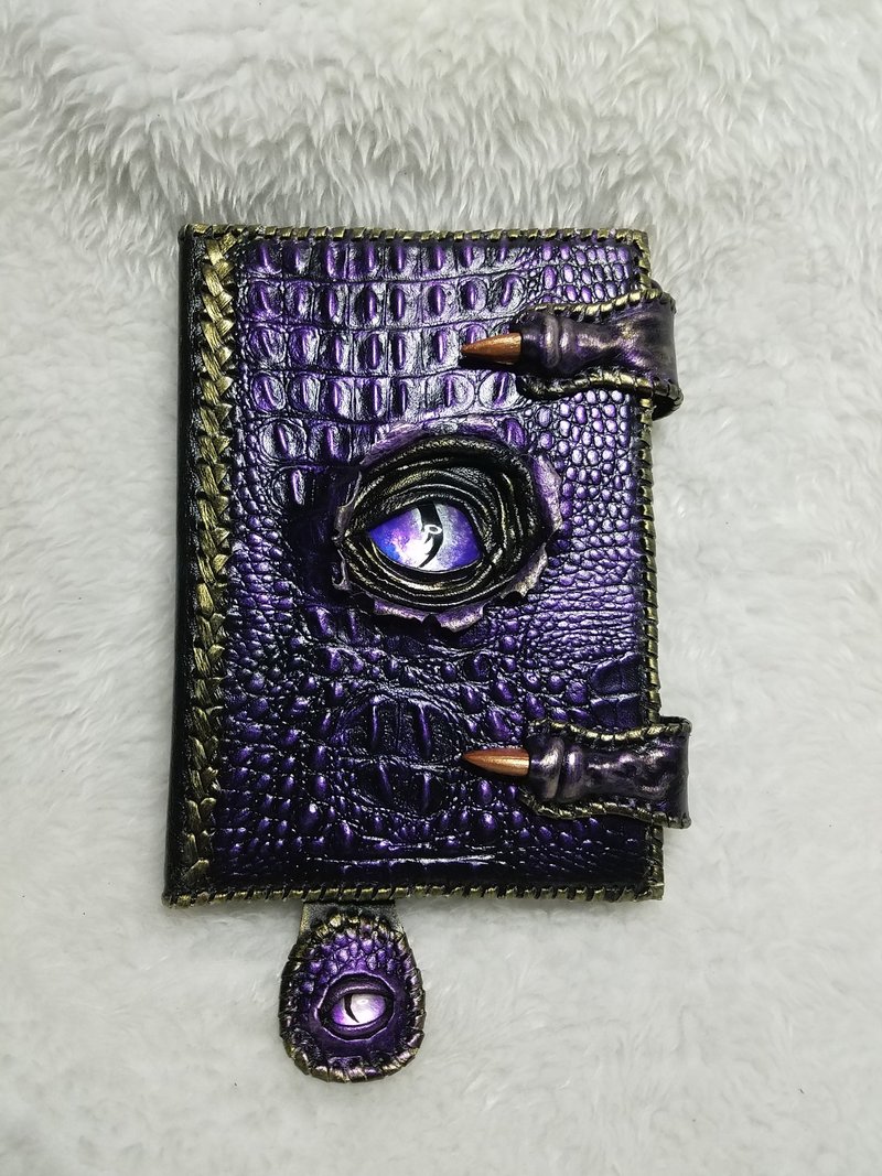 3D dragon leather book,dungeons and dragons book,grimoire,dragon eye,gift,ritual - 筆記本/手帳 - 真皮 紫色