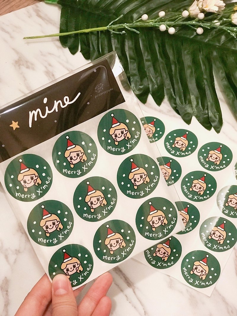 Miss Sugar Cube Christmas Stickers 9pcs - สติกเกอร์ - กระดาษ สีเขียว