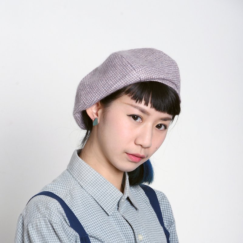 JOJA│Beiley/ Grey powder check wool - Hats & Caps - Wool Pink