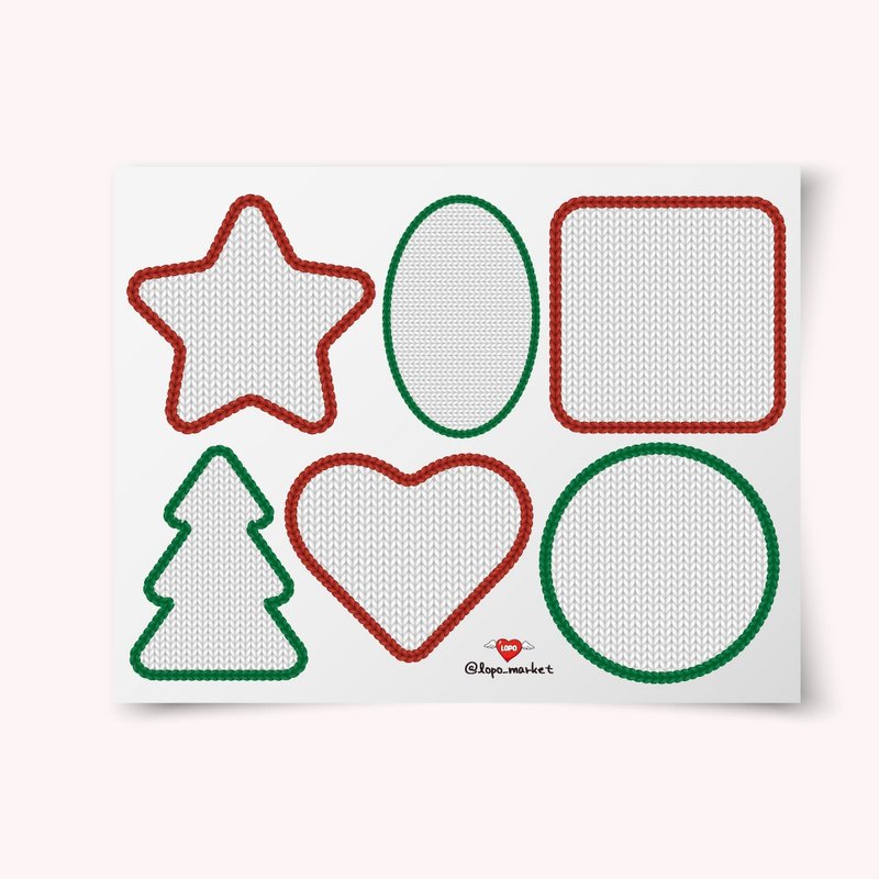 Christmas Knitting Knit Pattern Label Stickers, 6 Sheets - สติกเกอร์ - วัสดุอื่นๆ 