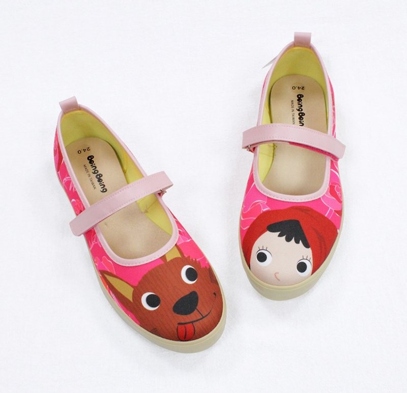 小紅帽童話鞋-粉 (玫瑰花) 女鞋 - 女休閒鞋/帆布鞋 - 棉．麻 粉紅色