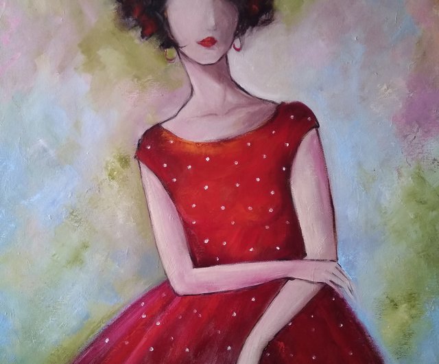 【最高傑作・肖像画・人物画】過去作・美しい女性・赤いドレスのポートレート絵画 711kusTYP9L._UF350,350_QL80_.jpg