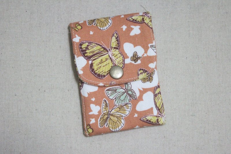 Card Business Card Storage Bag-Lotte Butterfly Feifei - ที่เก็บนามบัตร - ผ้าฝ้าย/ผ้าลินิน สีส้ม