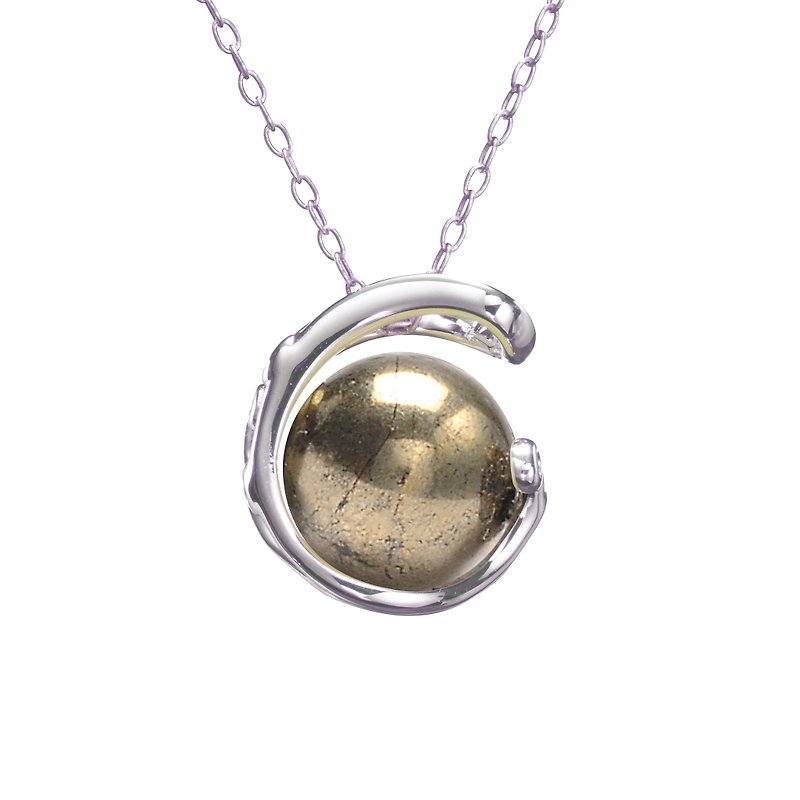 Pyrite Sterling Silver Necklace, Birthstone Jewelry, gold color Gemstone - สร้อยคอทรง Collar - เครื่องประดับพลอย สีทอง