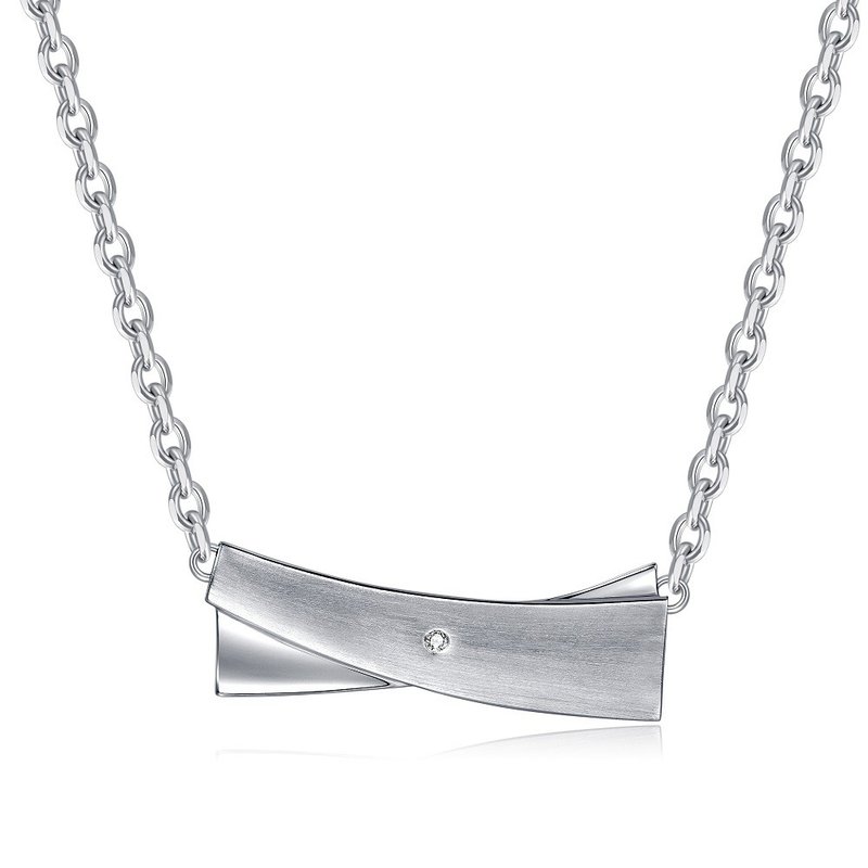 男用項鍊 對鍊  鑽石白鋼   相信愛情 情人送禮推薦 - 項鍊 - 鑽石 銀色