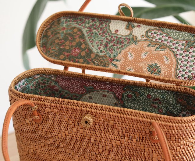 Bali handmade rattan bag / leather handle] Ladies coverable handbag - Shop  Ganapati Crafts Co. Handbags & Totes - Pinkoi