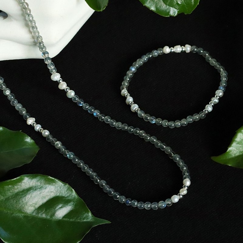 Simple Line Gemstone Dainty Necklace Bracelet Labradorite Lapis Lazuli Malachite - 手鍊/手環 - 半寶石 多色