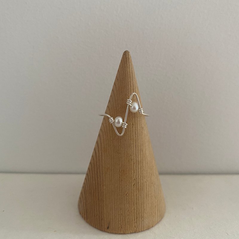 心跳的符號 純銀珍珠戒指環 手工制s925 銀飾品 - 戒指 - 純銀 