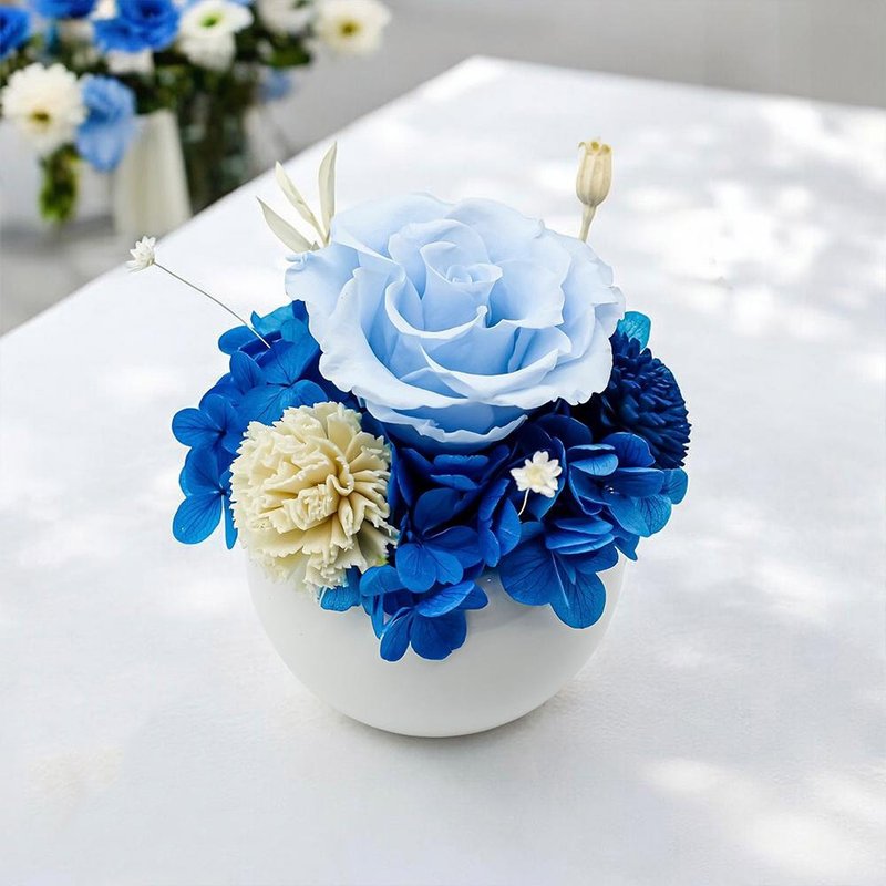 オーシャンテンプル エターナルフラワーギフト（フレグランスオイル5ml付） - ドライフラワー・ブーケ - 寄せ植え・花 ブルー