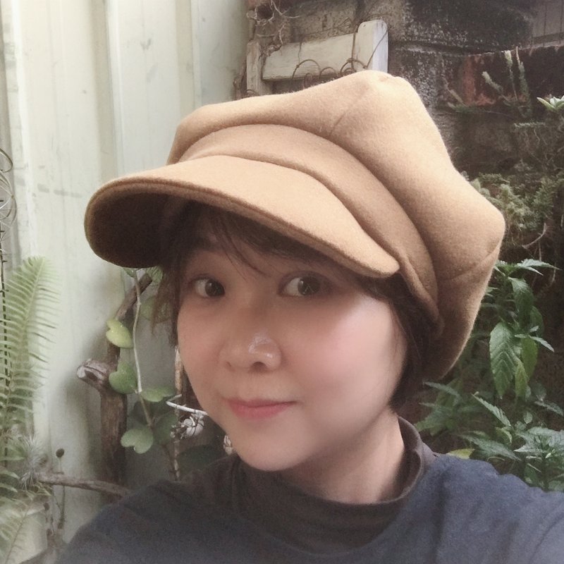 駝毛絨貝雷帽 - 帽子 - 羊毛 咖啡色