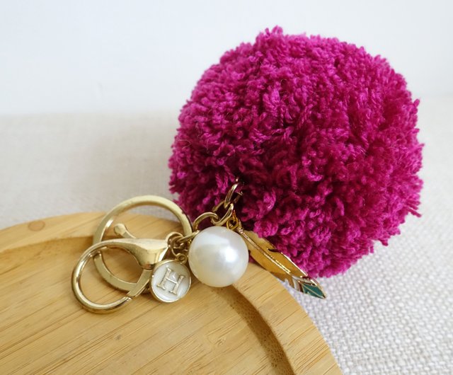 Personalized Name Fur Ball Keychain