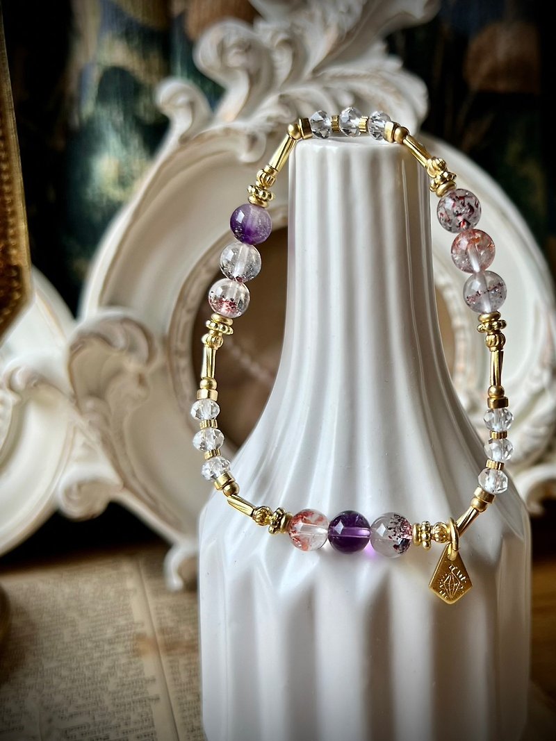 -Raphael aesthetic-natural crystal bracelet/ Bronze bracelet - Bracelets - Semi-Precious Stones Multicolor