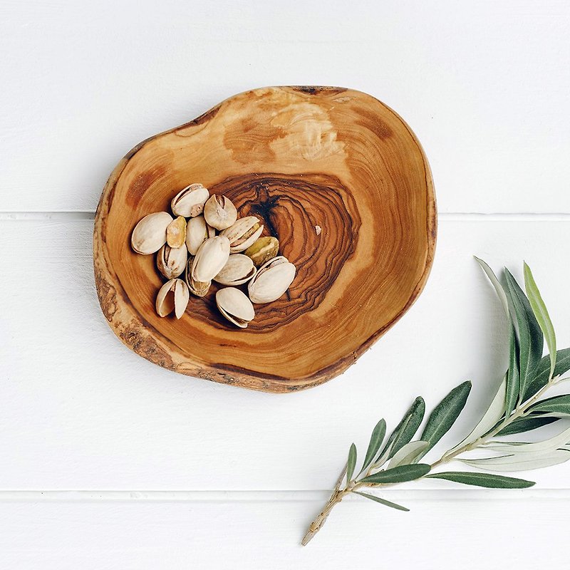 Naturally Med Fine Dining Kitchen Olive Bark Small Disc / Shallow Disc / Shallow Bowl - ถ้วยชาม - ไม้ สีนำ้ตาล