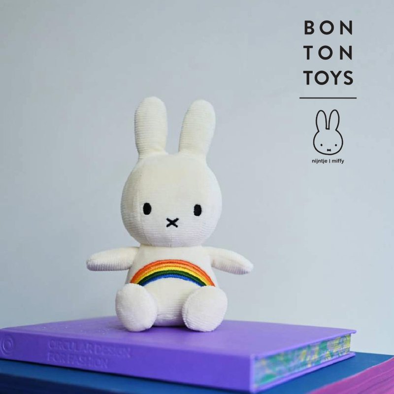 BON TON TOYS Miffy米菲兔彩虹填充玩偶-象牙白 18cm - 玩偶/公仔 - 聚酯纖維 多色