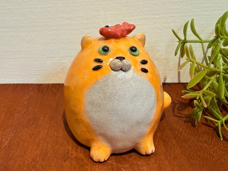 圓滾滾喵小福-C款 - 擺飾/家飾品 - 陶 橘色