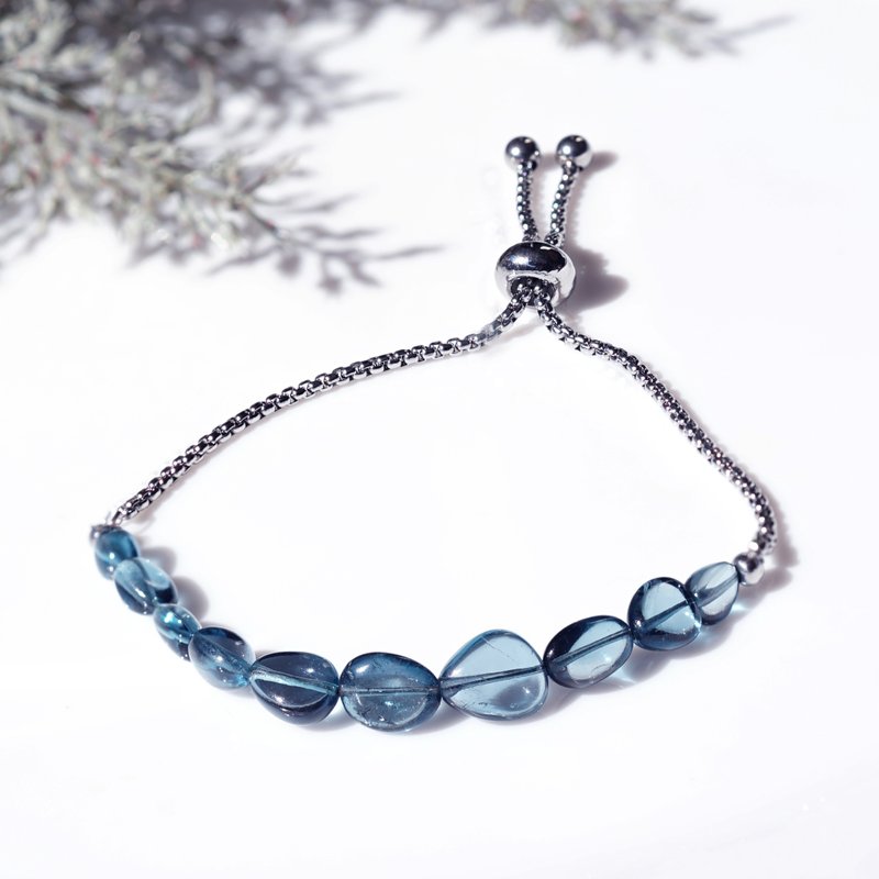 Slide London Blue Topaz Surgical Stainless Steel Bracelet Asatsukiyo - สร้อยข้อมือ - เครื่องเพชรพลอย สีน้ำเงิน