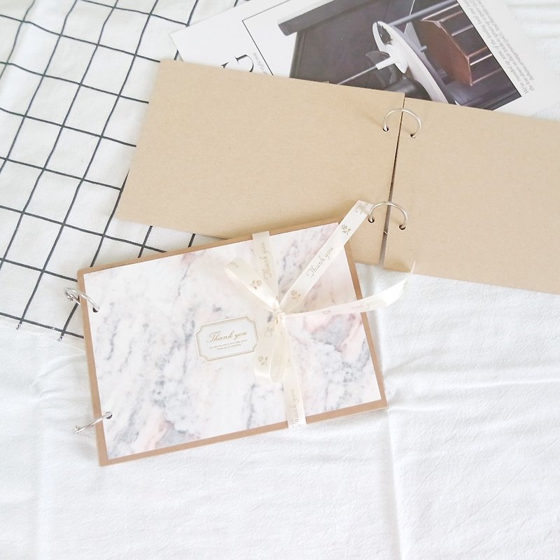 Ready stock/A5 texture marble handmade book leather coffee - Cards & Postcards - Paper 