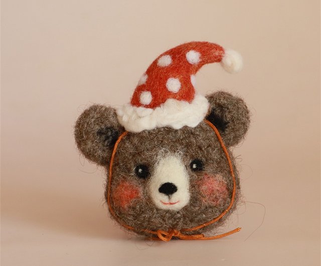 羊毛フェルト★クリスマスパンダキーホルダー 羊毛フェルト手作りクリスマスパンダ華花動物園かわいい漫画動物