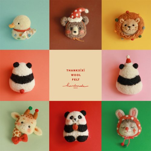 羊毛フェルト手作りクリスマスパンダ華花動物園かわいい漫画動物