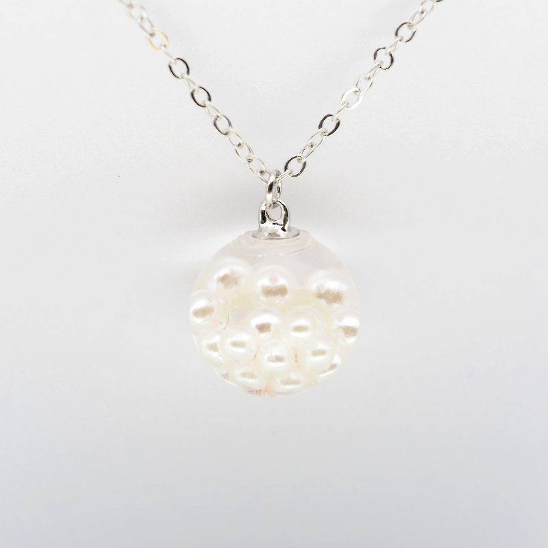 「愛家作-OMYWAY」DIY 手工制作 復古 仿珍珠 水 飄 玻璃球 頸鏈 Water Necklace - Glass Globe Necklace 1.4cm - 頸鏈 - 玻璃 透明