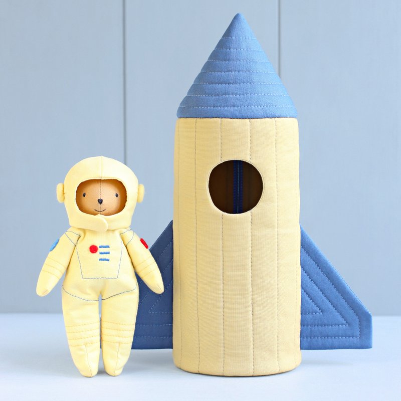 2 PDF Mini Astronaut Bear Stuffed Animal and Space Rocket (Ship) Sewing Patterns - 手工藝教學/工具書 - 其他材質 