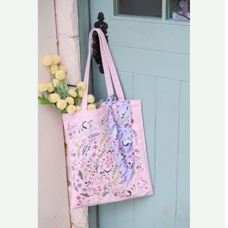 Yogis Cat and Flower 肩背包/側背包/托特包 - 手提包/手提袋 - 聚酯纖維 粉紅色