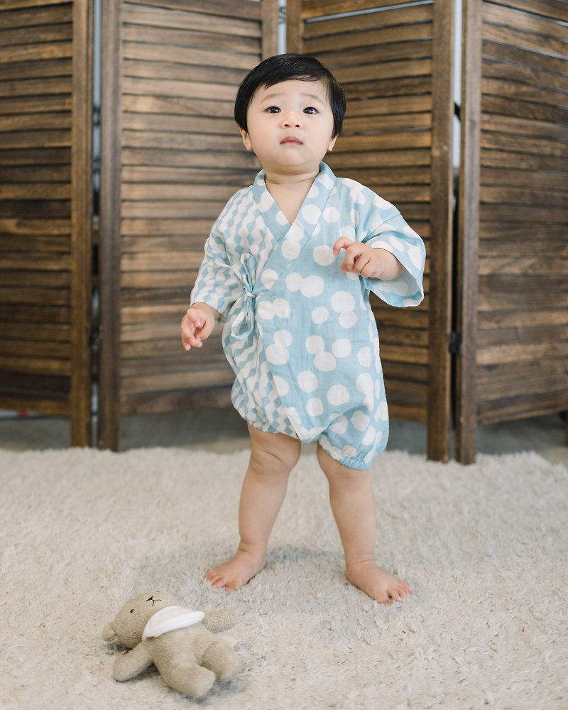 Mismatch Baby Kimono - Onesies - Cotton & Hemp Blue