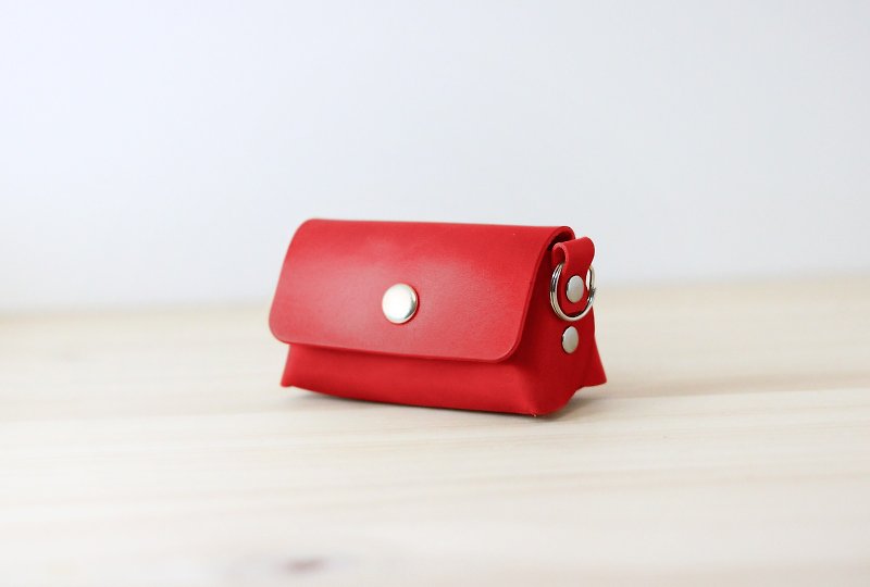 Retro Keychain Coin Purse | Red - Coin Purses - Genuine Leather Red