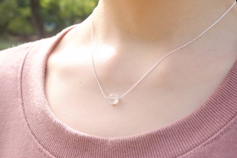 Blonde crystal silver necklace (0551 beads) - สร้อยคอ - เครื่องเพชรพลอย สีทอง
