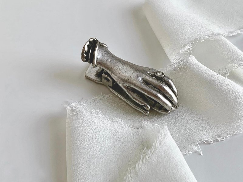 Vintage silver hand clip - แฟ้ม - โลหะ 