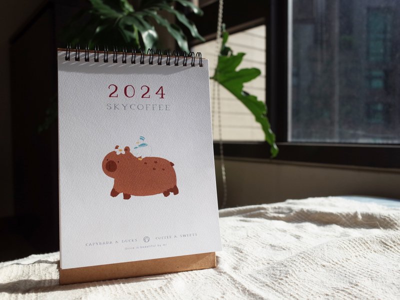 2024 桌曆 水豚店長與鴨鴨們【SKYCOFFEE】 - 日曆/月曆/年曆 - 紙 