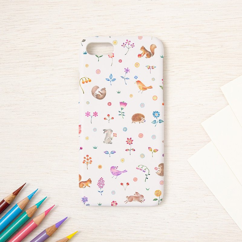 Smartphone case  Animals and flower garden SC-519 - Other - Plastic Pink