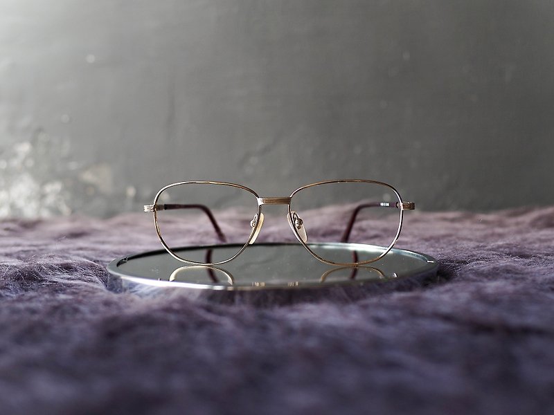 河水山 - 静岡柔型方青澀戀愛少年 金絲雕花鏡方框眼鏡 / glasses - 眼鏡/眼鏡框 - 其他金屬 金色