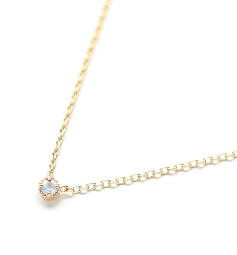 6月誕生石 K10 ロイヤルブルームーンストーンの一粒ネックレス ~Petela~ (K18 変更可能) - 項鍊 - 寶石 透明