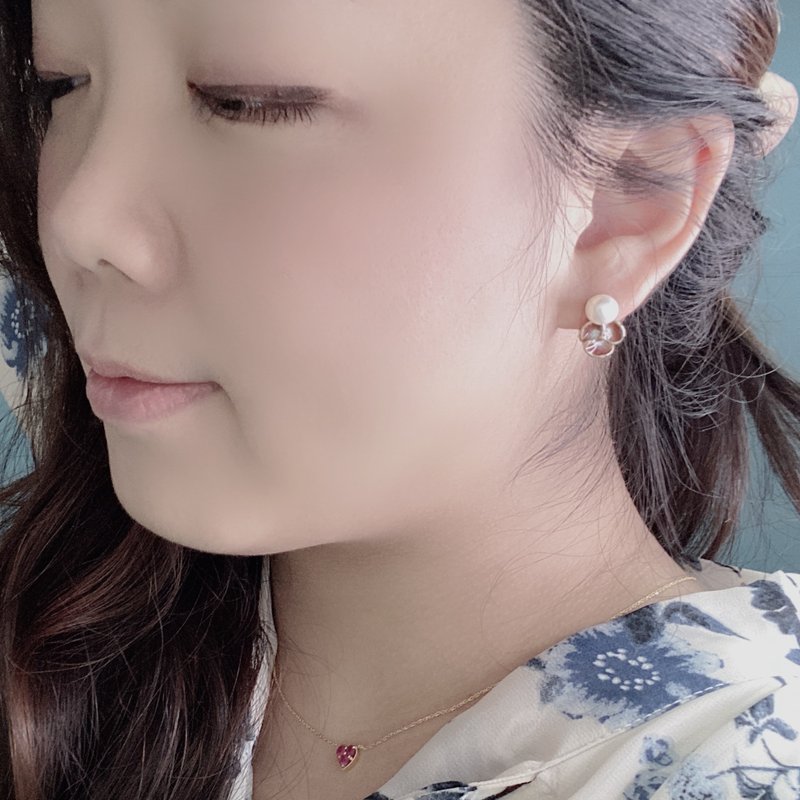 Sterling silver Enamel earring - ต่างหู - โลหะ สีแดง